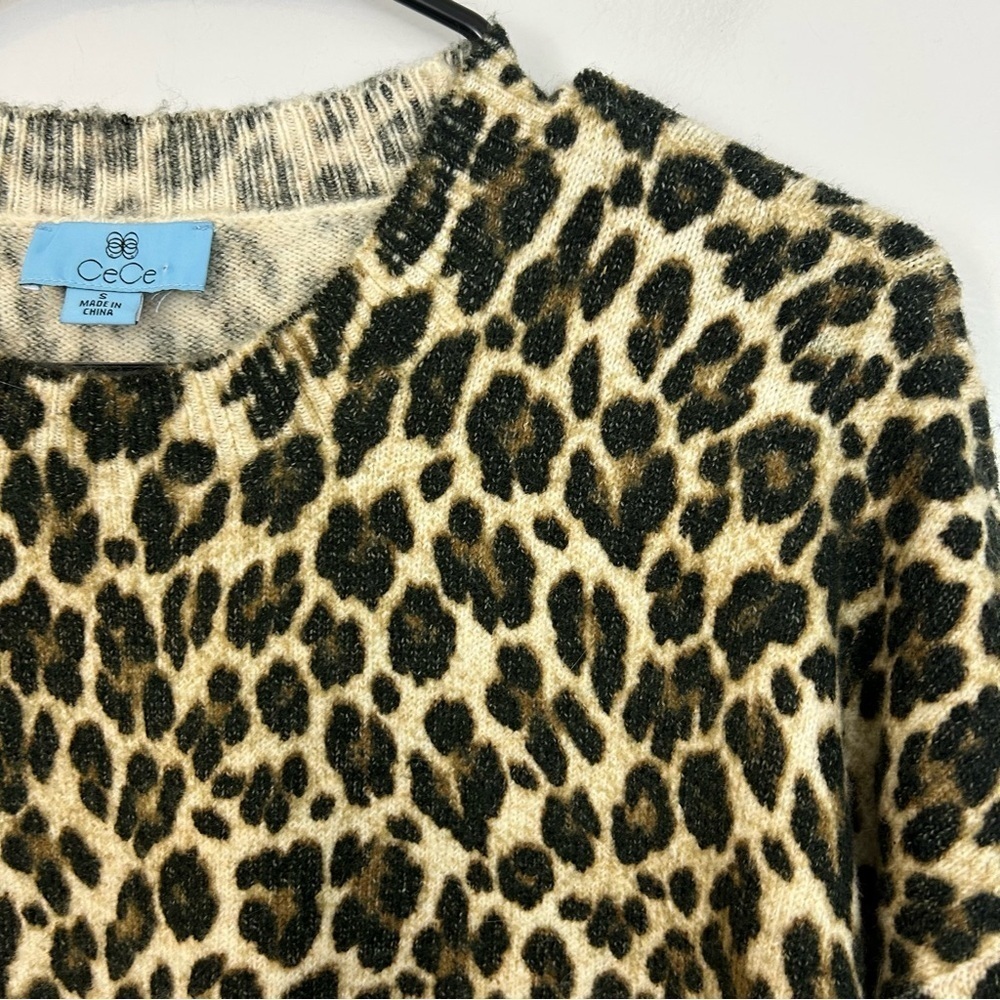 NWT CeCe Leopard Animal Print Pullover Crewneck Sweater Size Small - Picture 4 of 10